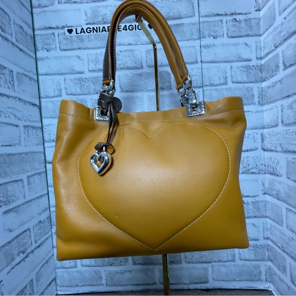 Brighton Jodi Heart orange/gold leather handbag purse. NWOT. Boxed/dustbag - Picture 2 of 13